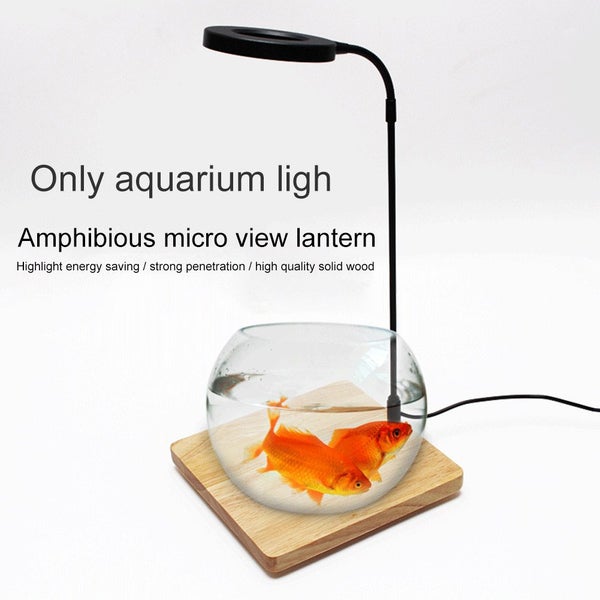 Aquarium Plant Fill Lamp 10W Miniature Landscape with Wood Board Fish Carousel 2