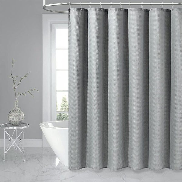 COMFEYA Waffle Weave Long Fabric Shower Curtain - Grey Carousel 5