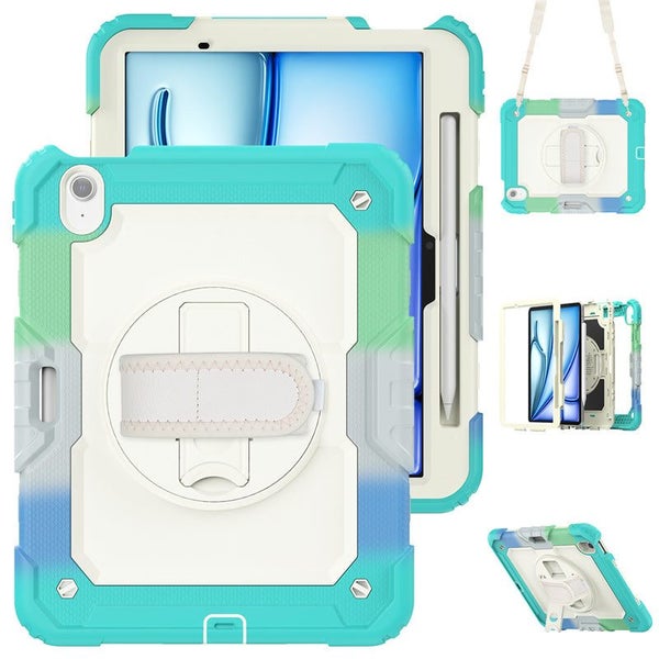 iPad Air 11 inch 6th Gen 2024 (M2) Hand Strap Stand Case-RainbowBlue Carousel 1