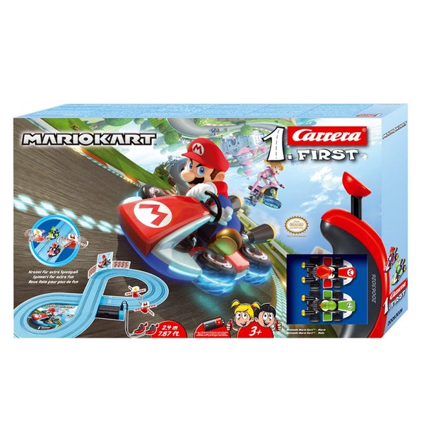 Carrera First Yoshi Mario Kart Racing Slot Cars 2.4m Track Set w Remote Kids Toy Carousel 2