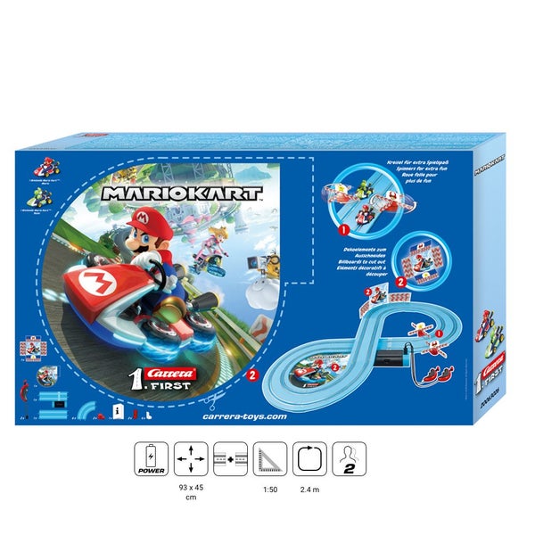 Carrera First Yoshi Mario Kart Racing Slot Cars 2.4m Track Set w Remote Kids Toy Carousel 3