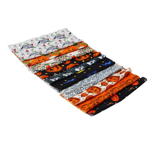 halloween cotton fabric 10 Sheets Halloween Cotton Fabric Ghost Pumpkin Skull Carousel 2