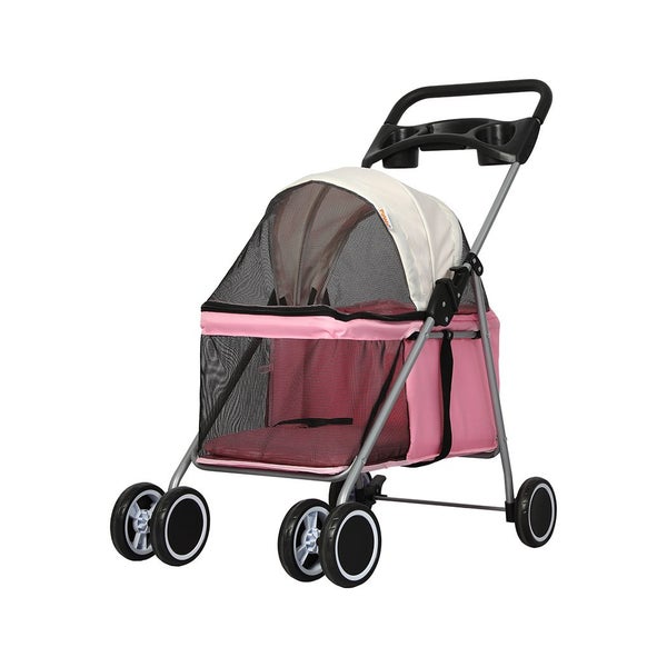 Pawz Large Pet Stroller Dog Cat Carrier Travel Pushchair Foldable Pram 4 Wheels Carousel 1