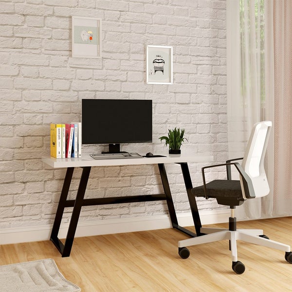 Fresno Writing Typing Desk, White/Black, Elegant? Solved! Carousel 2
