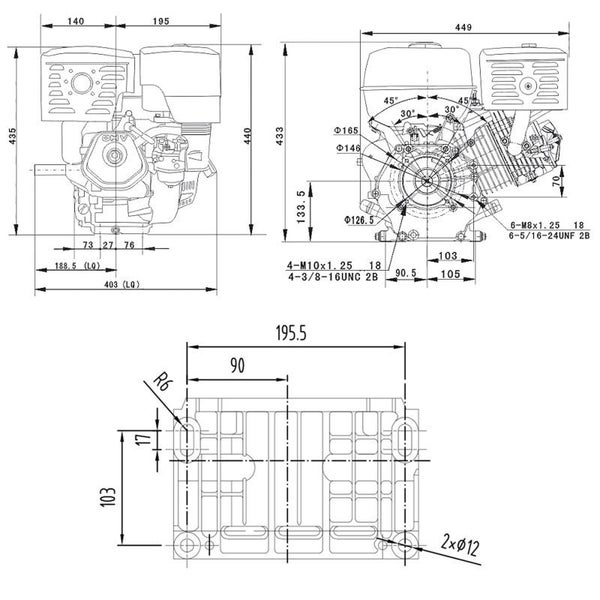 Lifan 15HP 4 Stroke Engine Horizontal Shaft Carousel 3