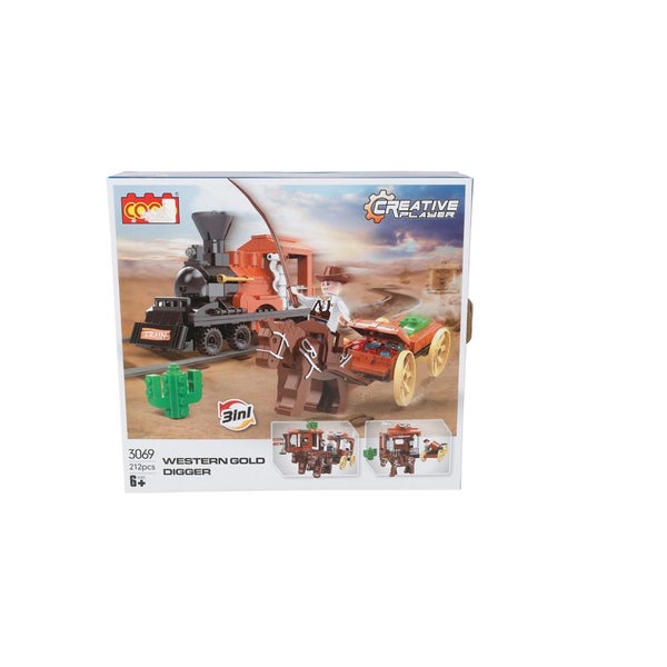212pc Toylife 27cm Western Horse & Train 3in1 Build Blocks Toy Set Kids 6y+ Carousel 2