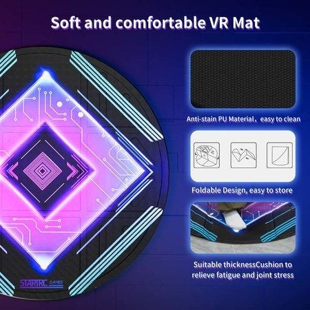 Foldable VR Mat for Meta Quest 3/Apple Vision Pro,Round Anti Fatiguet,Anti-slip Carousel 6