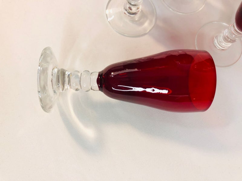 Vintage Ruby Red Small Cherry Glasses x 6 (18115)62933722199043113