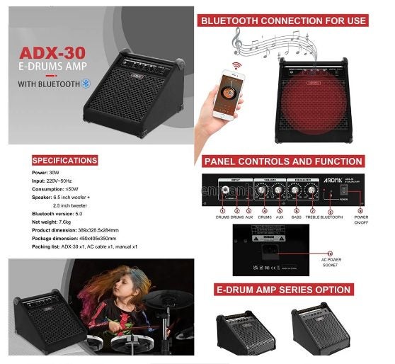 Aroma ADX-30 30W Electric Drum Kit Amplifier Monitor Electric Amp Carousel 2