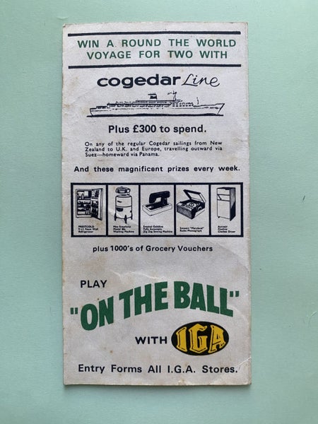 RUGBY MEMORABILIA: Score card - South African Rugby Tour of New Zealand 1965 Carousel 2