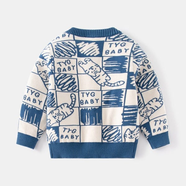 Boys Warm Knit Pullover Sweater Cartoon Tiger And Crocodile Pattern Carousel 2