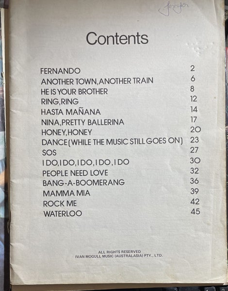 Abba Song Folio Greatest Hits Carousel 2
