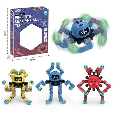 3PCS Deformation Robot Mechanical Octo-pus Gyroscope Toy Luminous Toy Carousel 1