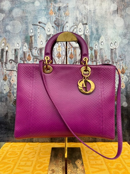 Authentic Preowned Large Pink Python Lady Dior Bag with Gold Hardware629442974343711128