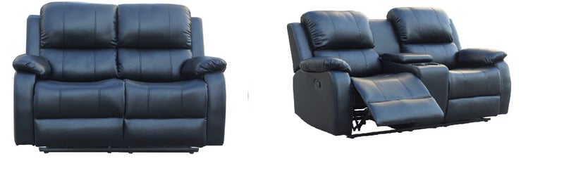 Halsey 2-Seat Recliner with Middle Console+2-Seat Recliner in Black Air Leather Carousel 1
