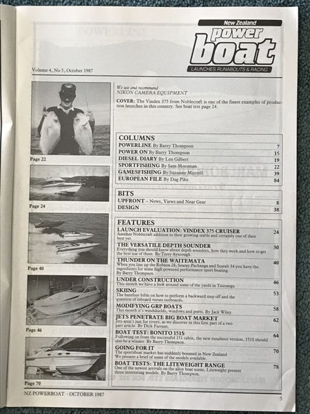 VINTAGE MAGAZINE: Power Boat New Zealand - Vol.4 - No.5 - October 1987 Carousel 3