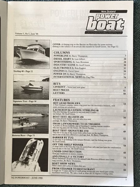 VINTAGE MAGAZINE: Power Boat New Zealand - Vol.5 - No.5 - June 1988 Carousel 3