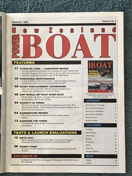 VINTAGE MAGAZINE: Power Boat New Zealand - Vol.6 - No.9 - November 1989 Carousel 3