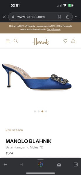 Authentic Brand New MANOLO BLAHNIK Satin Crystal Embellishments Mules Carousel 8