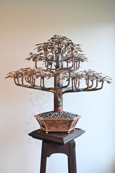Copper Bonsai Tree Sculpture hand made Carousel 12