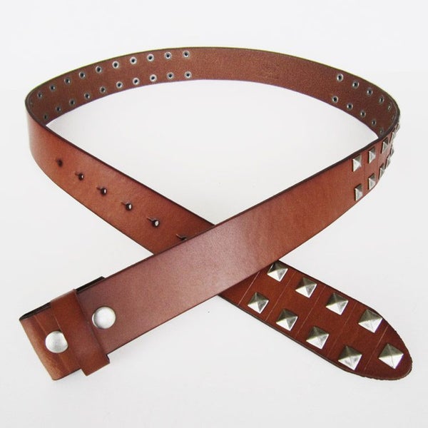 Genuine Leather Studded Belts-TAN Carousel 1