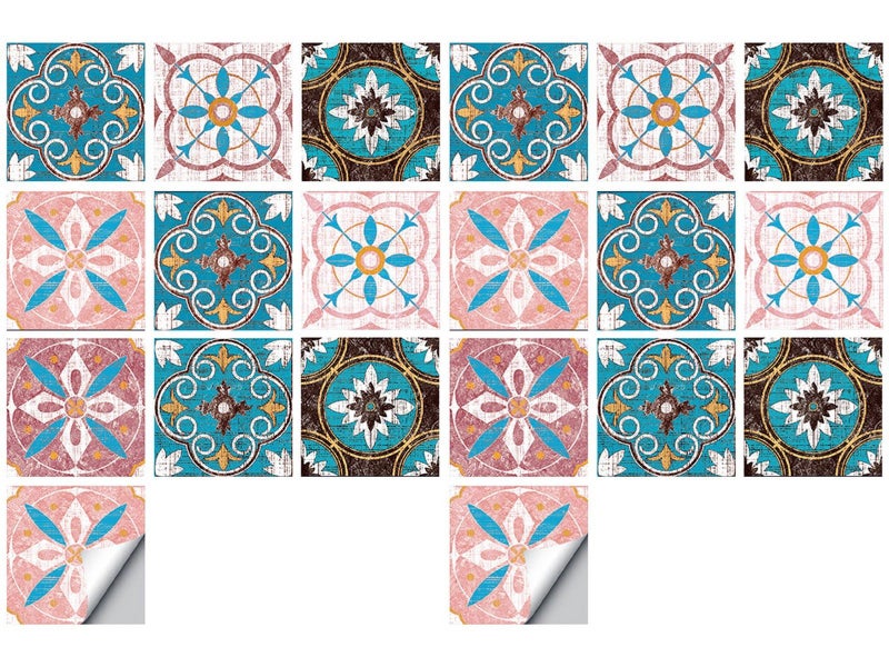 20Pcs PVC 10x10cm Peel and Stick Floor Tiles Frosted Floor Sticker Style 2 Carousel 2