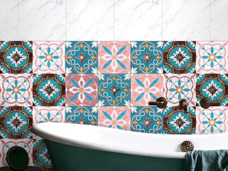 20Pcs PVC 10x10cm Peel and Stick Floor Tiles Frosted Floor Sticker Style 2 Carousel 3