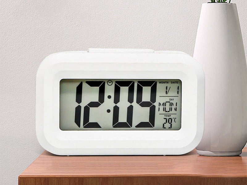Digital Alarm Clock Thermometer Calendar Indoor Temperature Monitor White Carousel 3