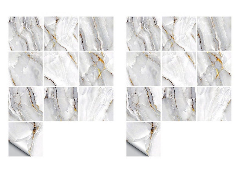 20Pcs 15x15cm Marble Style Tile Wall Stickers Removable Wallpaper Decal Style 1 Carousel 2