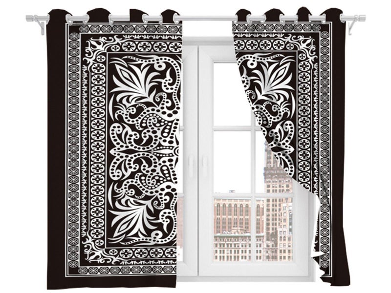 Pair of Printed Full Blackout Curtains Thermal Insulated Curtains Style 4 Medium Carousel 1