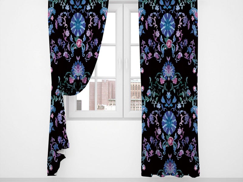 Pair of Printed Full Blackout Curtains Thermal Insulated Curtains Style 3 Small Carousel 2