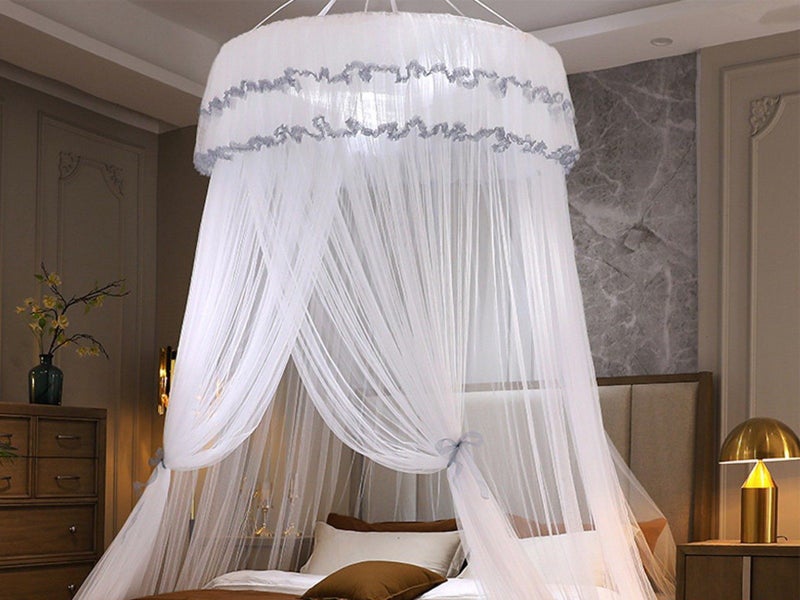 1Pc White Bed Canopy Dome Mosquito Net Hanging Bed Curtain Universal Size Carousel 1