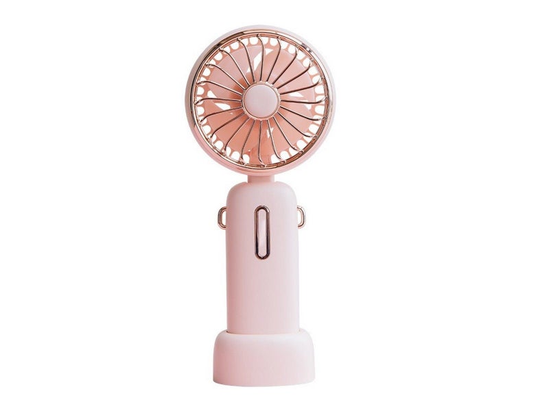 USB Mini Handheld Fan with Hanging Rope Electric Fan with 3 Wind Speeds Pink Carousel 2