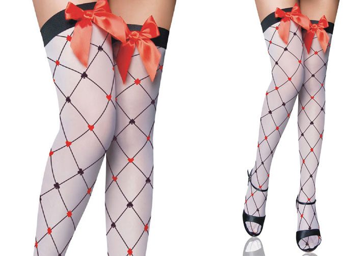 Black and Red Cross Grid White Socks stockings Carousel 1