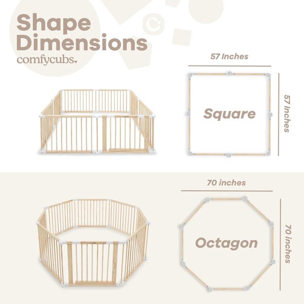 Baby Playpen Baby Gate Baby Foldable Wooden Play Fence with Locking Gate Carousel 2