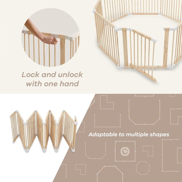 Baby Playpen Baby Gate Baby Foldable Wooden Play Fence with Locking Gate62999982835458114