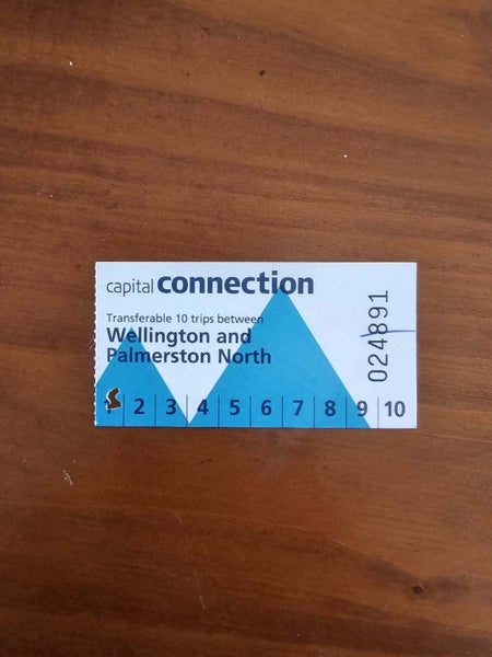 Ten trip concession train ticket Palmerston North to Wellington Carousel 1