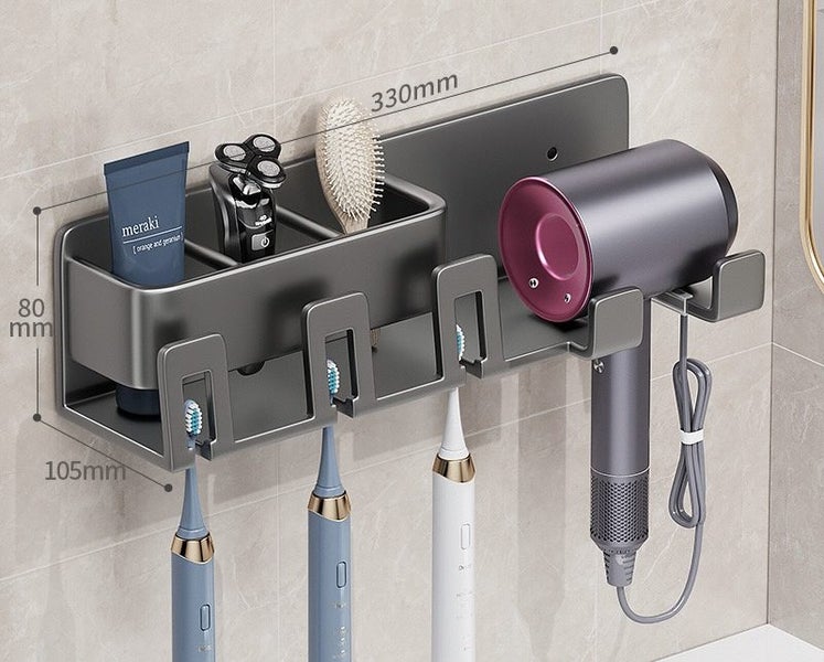 All-in One Toothbrush Organizer, Hair Dryer Holder, Bathroom Organizer Carousel 1