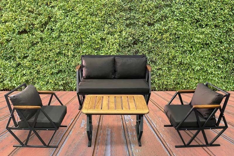 Compton Dark Grey Indoor- Covered Outdoor Sofa Set with Coffee Table Carousel 9