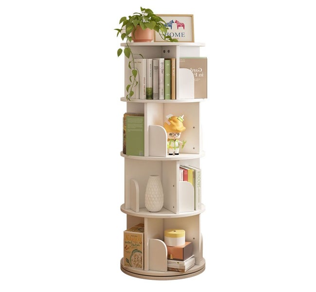 4 Tier 360° Rotating Stackable Shelves Bookshelf Organizer Carousel 2