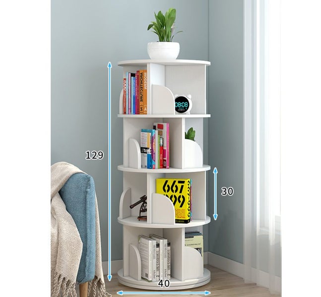 4 Tier 360° Rotating Stackable Shelves Bookshelf Organizer Carousel 3