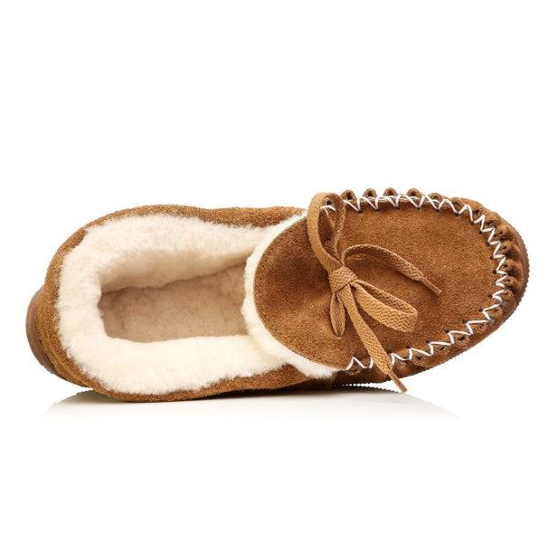 Robin Moccasin - Suede Leather with Wool Lining, Traditional Style Slipper Carousel 2