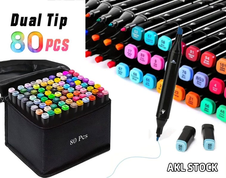 Dual Tip Alcohol Markers Dual Tip Colouring Pens 80 Colors Carousel 1