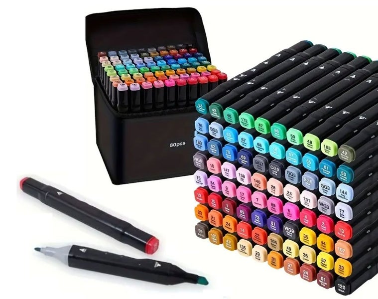 Dual Tip Alcohol Markers Dual Tip Colouring Pens 80 Colors Carousel 2