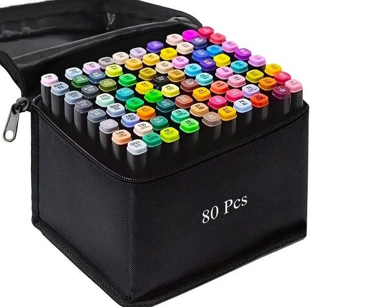 Dual Tip Alcohol Markers Dual Tip Colouring Pens 80 Colors Carousel 9