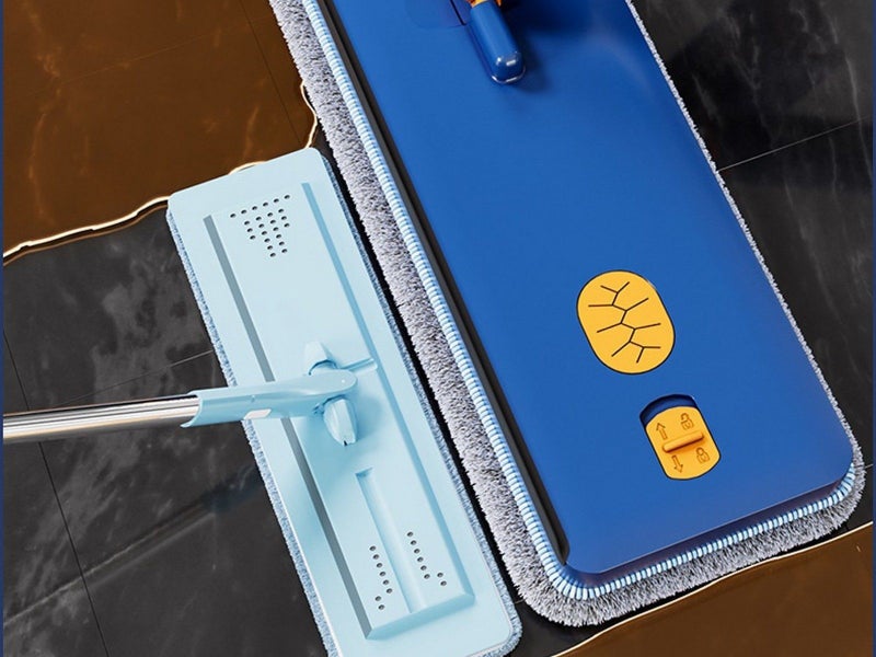 Self-wringing Microfiber Flat Floor Mop Dry Wet Cleaning Mop with Folding Bucket Carousel 3