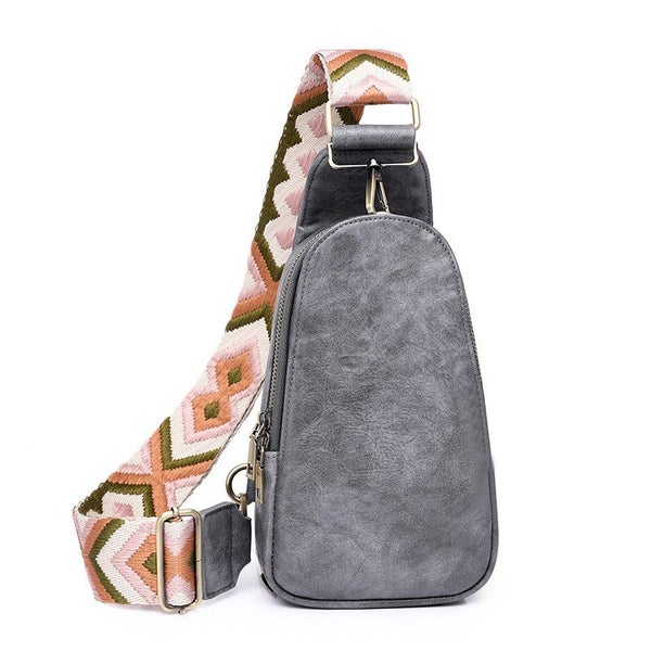 Sling Bag for Women PU Leather Sling Bag Crossbody Sling Backpack-Grey Carousel 1