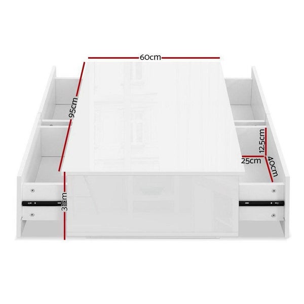 Artiss Modern Coffee Table 4 Storage Drawers High Gloss Living Room Furniture Carousel 2