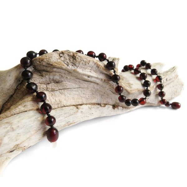 Amber Teething Necklace, Polished Cherry Amber Carousel 2