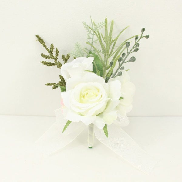 Ivory Wrist Corsage Bridesmaid Sisters Handmade Flower Artificial Carousel 1